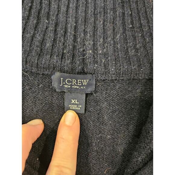 J Crew Pullover Sweater Men's Size XL Navy 100% Lambs Wool 1/4 Zip Long Sleeve - Picture 2 of 6